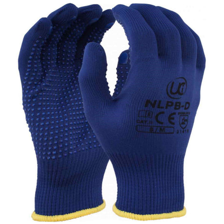 UCi Low Lint Blue PVC Dotted Gloves Polyester Precision Work Gloves