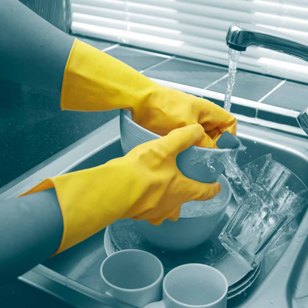 Unigloves Unicare Household Rubber Gloves Blue Reusable Flock-Lined