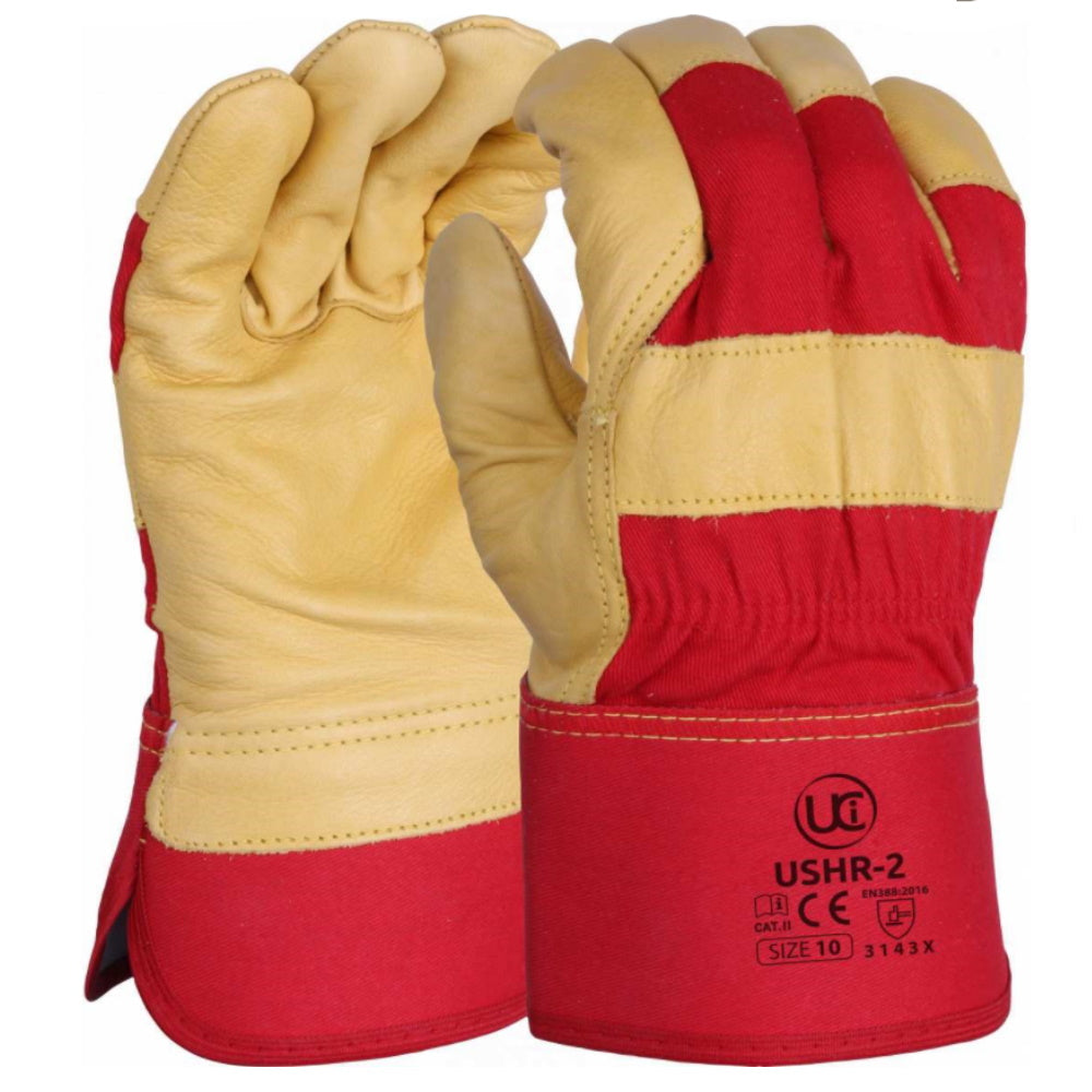 UCi USHR-2 Fleece Lined Rigger Gloves Premium Cow Hide Canadian