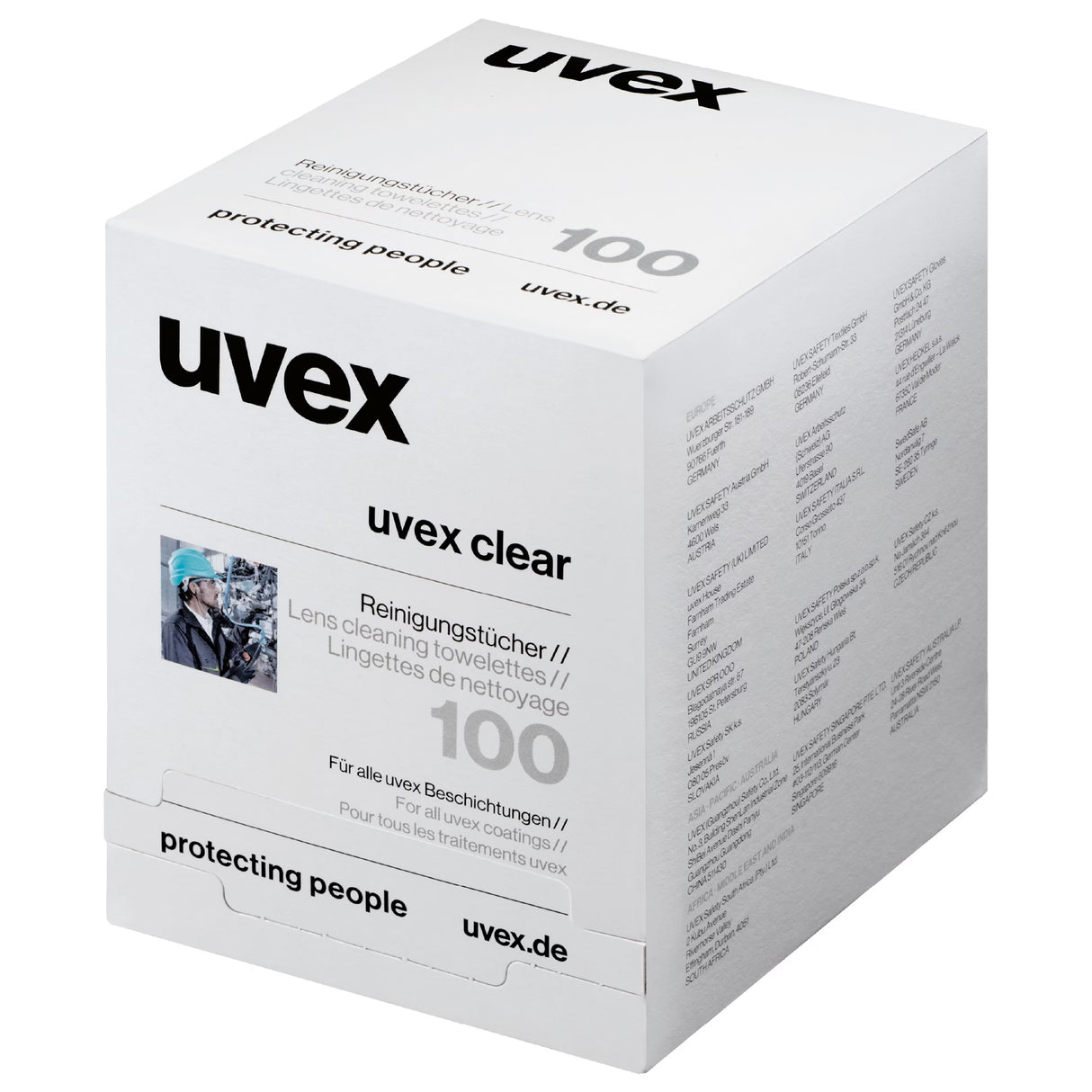 Uvex Lens Cleaning Towelettes Silicone Free Wipes Box of 100
