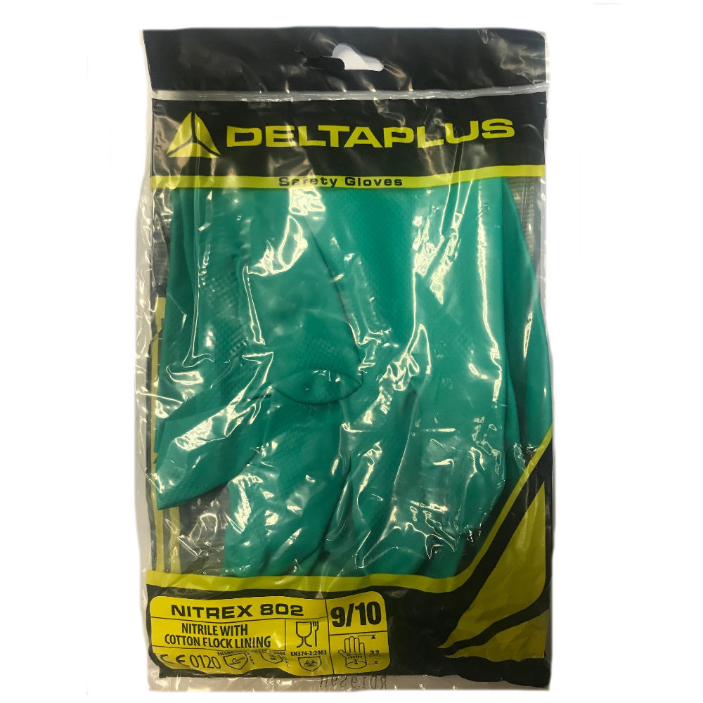 Delta Plus Nitrex VE802 Chemical Resistant Gloves Nitrile Gauntlet 33cm