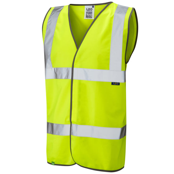 Leo Tarka Hi Vis Waistcoat Class 2 EcoViz Orange or Yellow