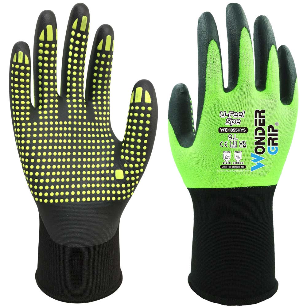 Wondergrip WG-1855HOS U-Feel Nitrile Micro Dot Palm Gloves Touchscreen