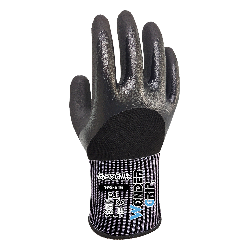 Wondergrip WG-516 DEXOIL+ Nitrile Work Gloves Double Coated Oil Resistant