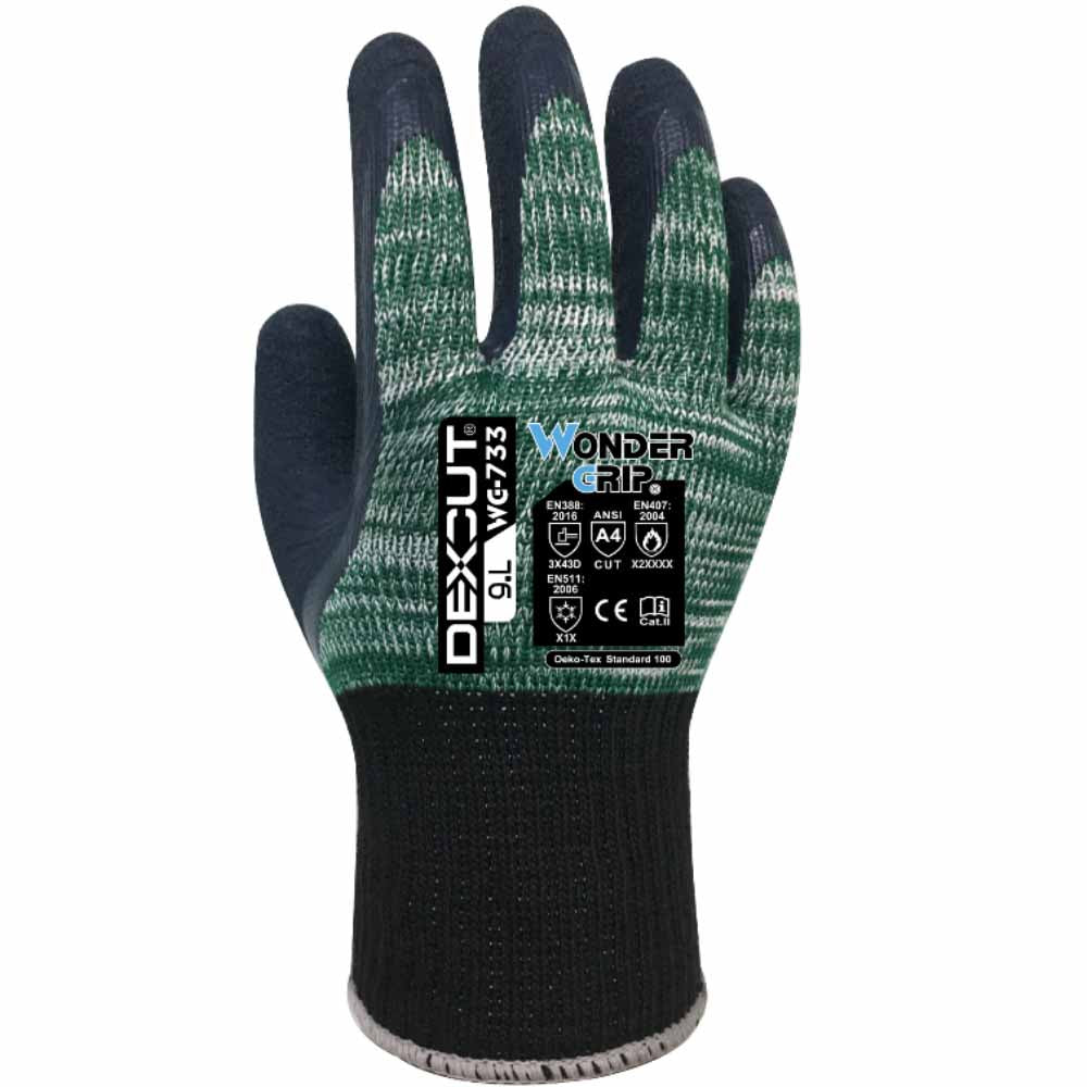 Wondergrip WG-733 DEXCUT Cut Resistant Work Gloves Level D ISO 13997