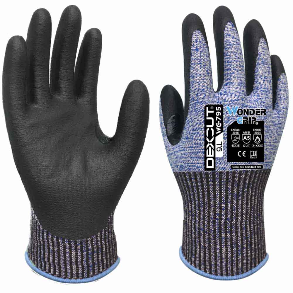 Wondergrip WG-795 DEXCUT Cut Resistant Gloves Level E Touchscreen Work Gloves