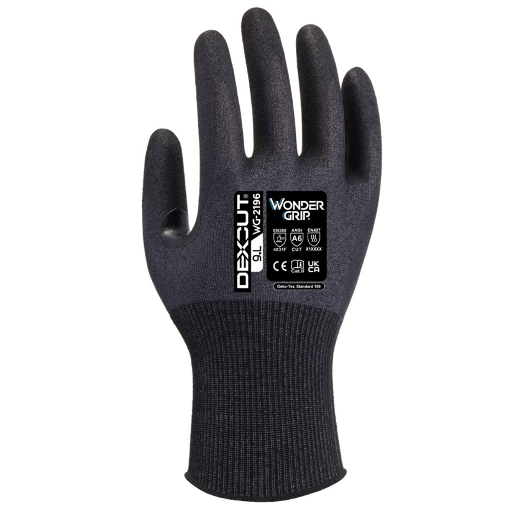 Wondergrip DEXCUT WG-2196 Cut Resistant Gloves Level F A6 Glass-Fibre-Free Safety Work Gloves