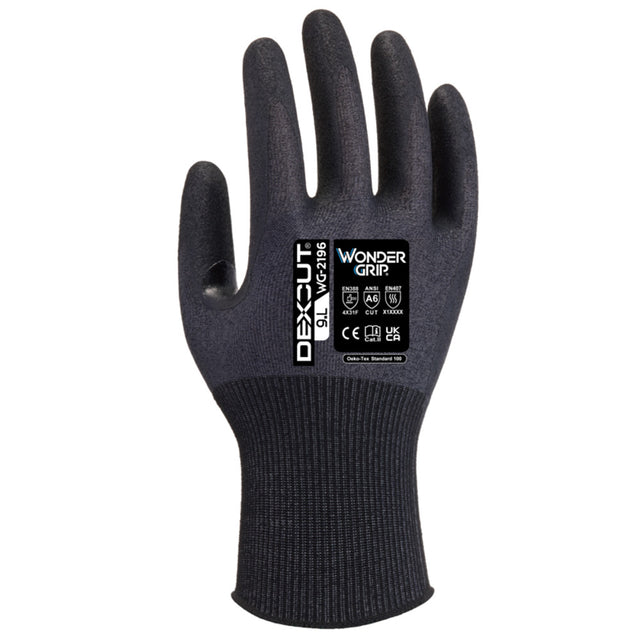 Wondergrip DEXCUT WG-2196 Cut Resistant Gloves Level F A6 Glass-Fibre-Free Safety Work Gloves