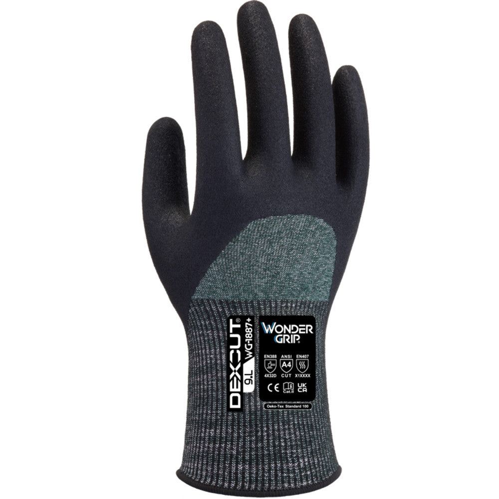 Wondergrip WG-1887+ DEXCUT Cut Resistant Gloves Level D Glass-Fibre-Free Safety Gloves