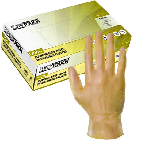 Supertouch Powderfree Vinyl Gloves Yellow Latex Free Food Safe