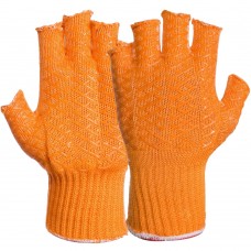Fingerless Yellow Criss Cross PVC Gripper Ambidextrous General Handling Work Gloves