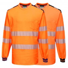 PW3 Long Sleeve Cotton Comfort Hi Vis Railspec Orange T Shirt