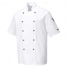 White Short Sleeve Chefs Jacket With Detachable Buttons
