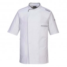White Short Sleeve Cotton Slim Fit Chefs Jacket