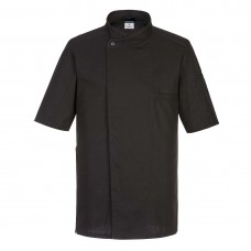 Black Short Sleeve Cotton Slim Fit Chefs Jacket