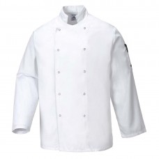 White Long Sleeve Chefs Jacket With Ring Studs