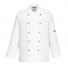 White Long Sleeve Chefs Jacket With Detachable Buttons