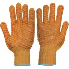 Yellow Criss Cross PVC Gripper Ambidextrous General Handling Work Gloves PW