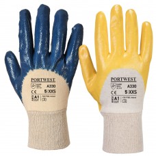 3/4 Nitrile Dipped Cotton Liner Knit Wrist Gloves.