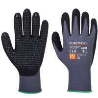 DermiFlex Nylon and Elastane 15 gauge Liner with Foam Nitrile Dotted Coating gloves