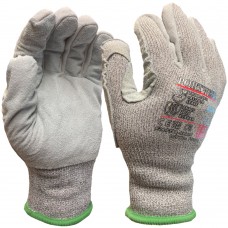 Maximum Cut Level F Leather Palm on 13 gauge HPPE Yarn Safety Glove A674