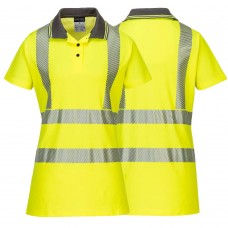 Ladies Shaped Hi Vis Yellow Polo Shirt Class 2 Yellow Polo Shirt