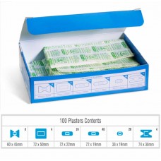 Blue Metal Detectable Catering Waterproof Plasters Assorted x 100