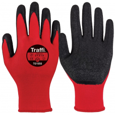 Traffi X Dura Latex Palm on Red Tear Resistant Nylon Gloves