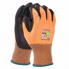 Traffic Light Orange Hantex PU Palm Coated Cut Level 3 / B Safety Gloves