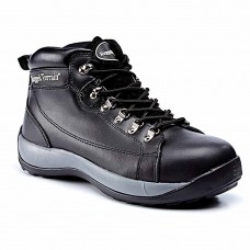 Rugged Terrain Black Leather Safety Boot