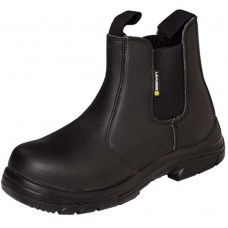 Black Smooth Leather Dealer Pull On Full Safety Boot 