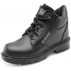 Smooth Black Leather Mid-Cut Work Safety Chukka Boots