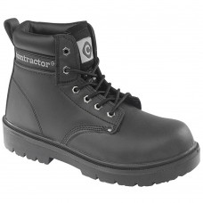 Contractor Black Leather Lace Up Safety Boot Steel Midsole S3