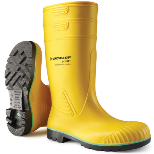 Dunlop Acifort Heavy Duty Yellow Safety Wellington Boots | GlovesnStuff