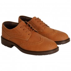 Light Brown Leather Brogue Pattern Safety Shoe Executive Office Manager