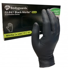 PH Bodyguards Black Nitrile Powder Free Food & Medical Use Gloves 100 hands/box 