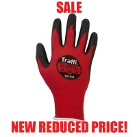 (SALE) Traffi Glove Metric Red Nylon Liner & PU Coated Cut Level A 