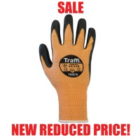 (SALE) Traffi Glove Orange Cut B X Dura PU Coated Safety Gloves 