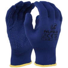 Low Lint Blue PVC Dotted Grip Blue Nylon Saftey Glove