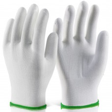 Seamless machine knitted 15 gauge polyester gloves