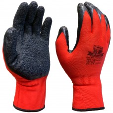 GripLite Red Nylon Liner Black Rubber Palm Coating Work Gloves