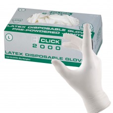 Clear Latex Powdered Disposable Gloves x 100 hands