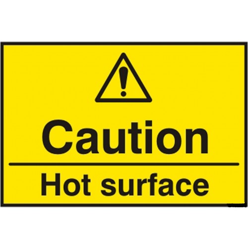 Caution Hot Surface Self Adhesive Vinyl SAV Safety Sign 75 x 50mm 
