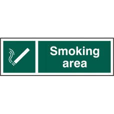Smoking Area 30 x 10cm Safety Sign Self Adhesive Vinyl 