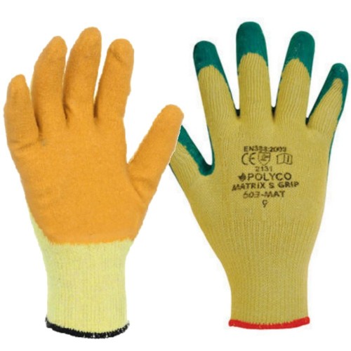 Polyco Matrix® S Grip Crinkle Latex Grip Builders Gloves | GlovesnStuff