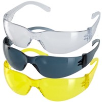 EN166 Budget Lightweight Frameless Clear, Yellow or Smoke Safety Glasses