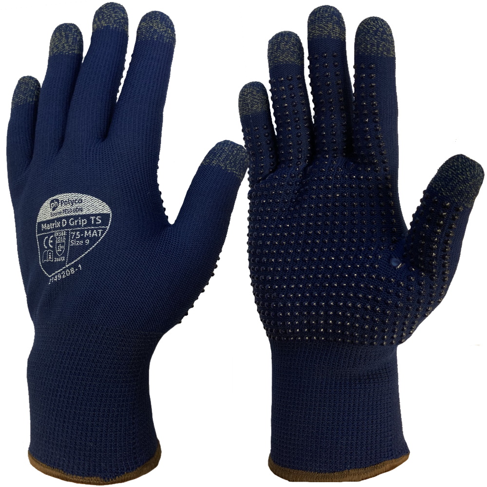 Polyco Matrix D Grip Grey Work Gloves Safety Dot Grip Palm Warehouse Box  Packing