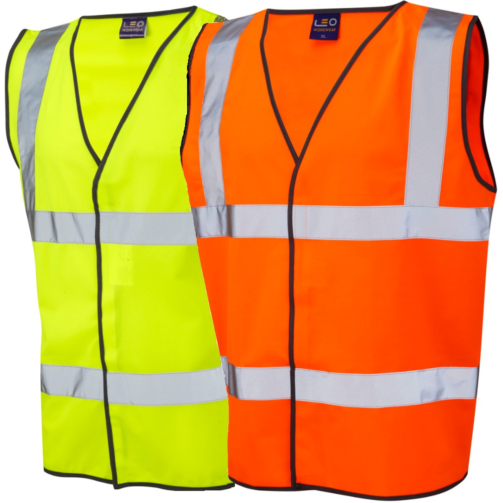 LEO WORKWEAR Yellow Hi Viz Visibility Vest Waistcoat Small XL Large 