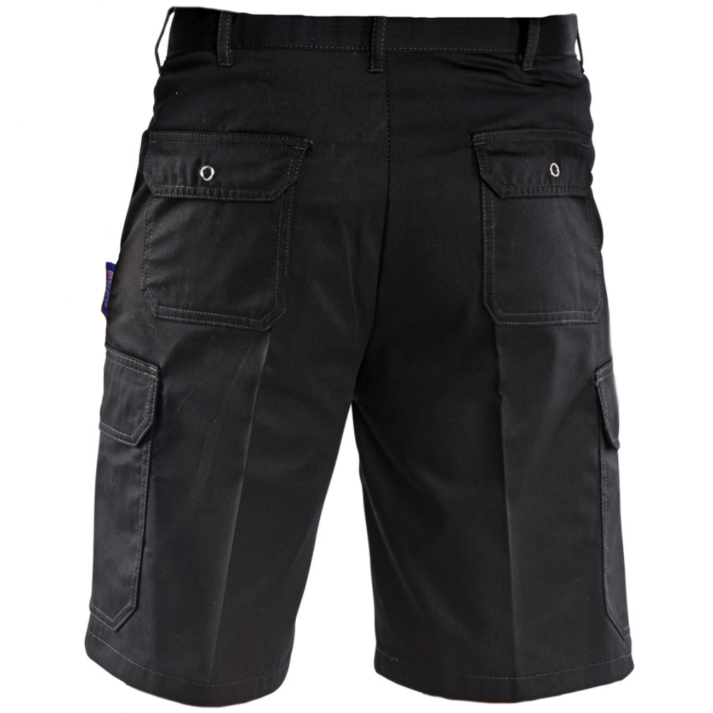 Black Cargo Work Shorts Sewn in Crease with Six Pockets | GlovesnStuff